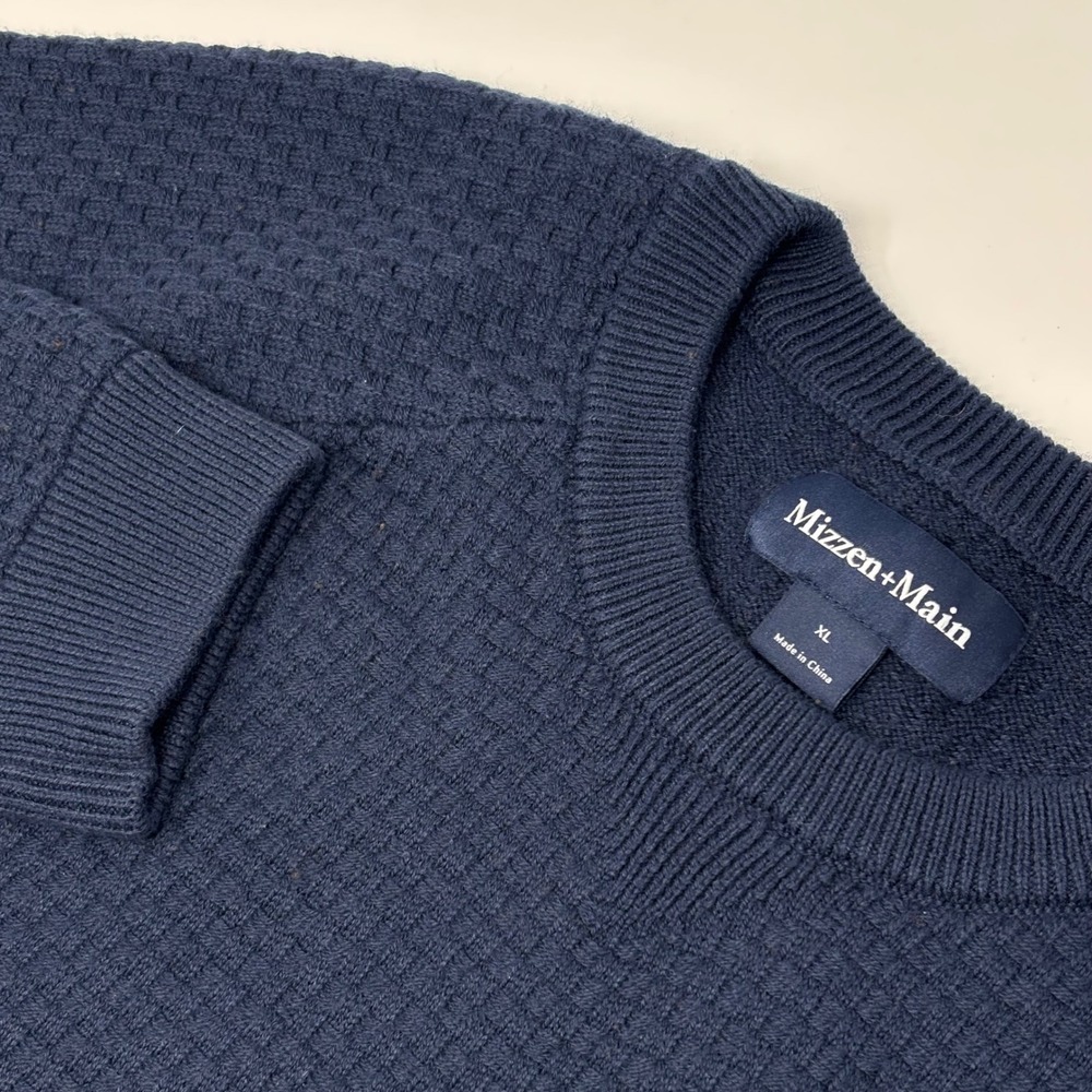 Mizzen+Main Hillcrest Crewneck Sweater Men's XL Navy Cotton Wool Blend